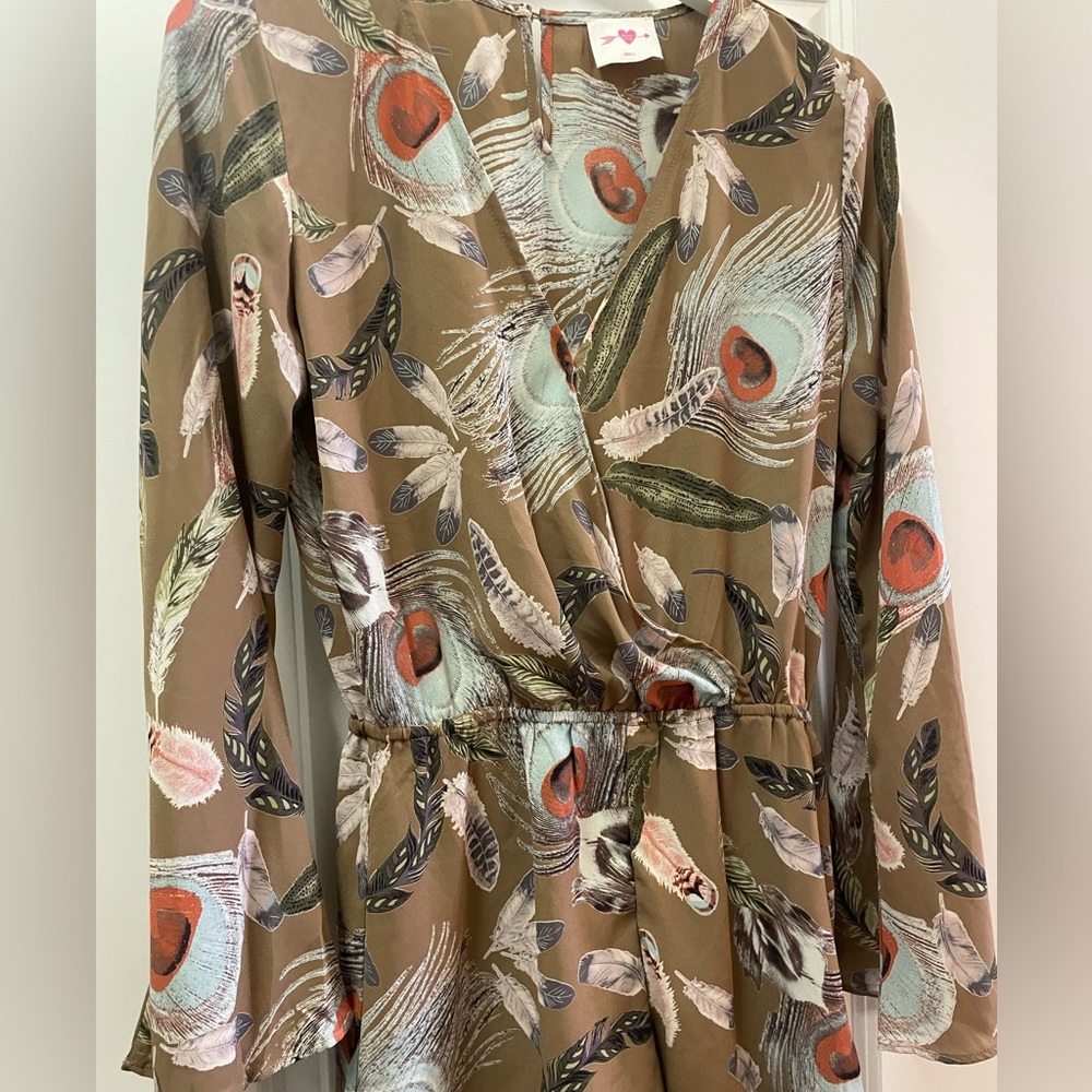 Buddy Love Romper with Gorgeous feather pattern